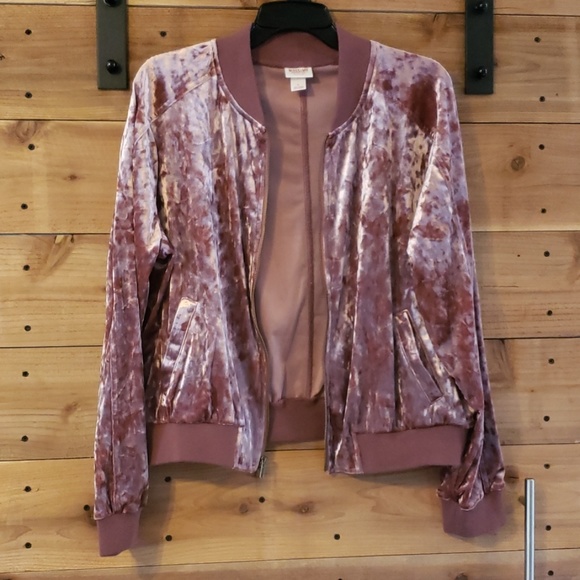 Mossimo Supply Co. Jackets & Blazers - Mossimo Crushed Velvet Bomber Jacket